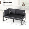 Patio loveseat sofa dimensions with removable gray cushions, supporting up to 660 lbs, ideal for outdoor relaxation.