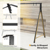 Patio metal swing stand with A-shaped structure, featuring a sturdy black frame for porch or tree swings.