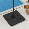 Patio offset umbrella base with four HDPE plates, featuring easy-fill spouts for stability at poolside or patio.