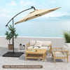 Patio offset umbrella base with easy-fill spouts, crafted from HDPE, designed for stability in outdoor settings.
