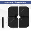 Product dimensions of the 20-inch patio offset umbrella base, featuring four black HDPE plates for stability.