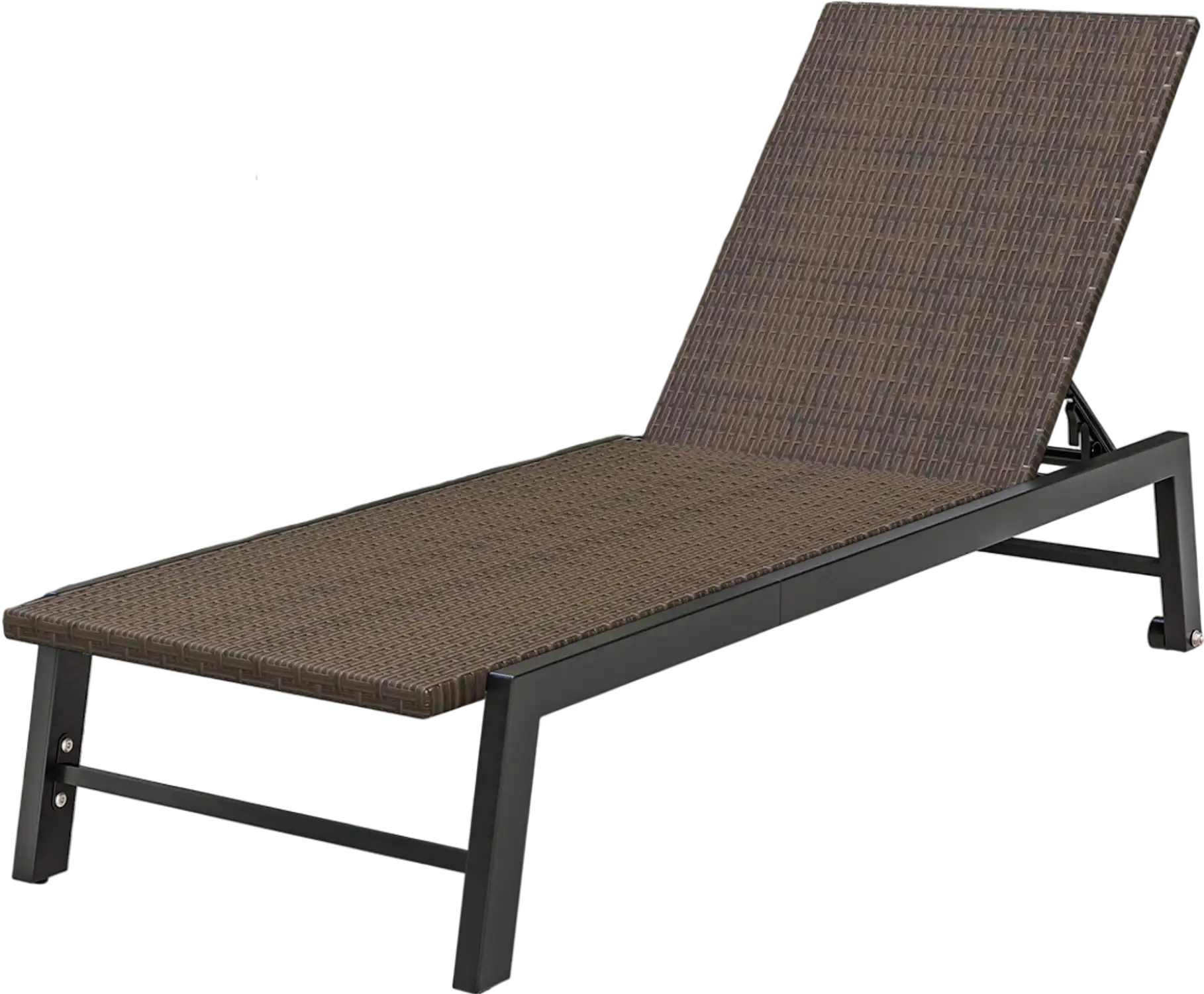 Costway Patio PE Rattan Chaise Lounge 5-Level Backrest Wheels Brown 76458193 New