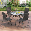 Patio PE Wicker Dining Chairs with Armrests and Metal Frame - Gallery View 5 of 9