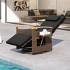 Patio Rattan 360° swivel recliner chair in black with adjustable backrest and foldable side table for outdoor.