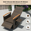 Patio Rattan 360° swivel recliner chair in mix brown PE wicker with adjustable backrest and foldable side table for.