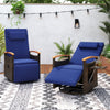 Set of 2 Patio Rattan 360° Swivel Recliner Chair with Adjustable Backrest and Footrest-Navy - Gallery View 1 of 9