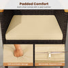 Beige padded cushion for patio rattan chair, featuring removable zippered cover and soft sponge for outdoor comfort.