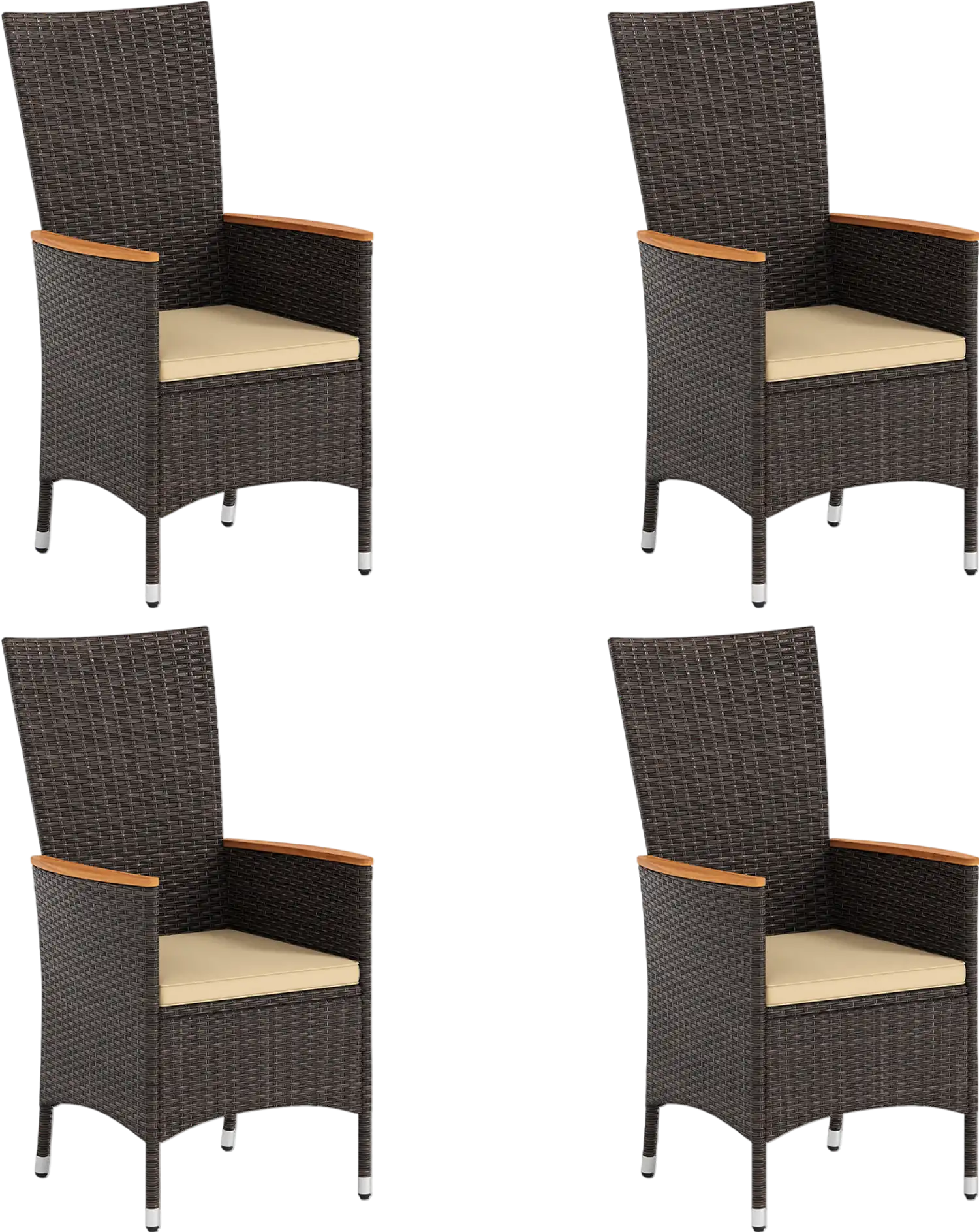 Costway Patio Rattan Wicker Dining Chairs Set of 4 High Backrest 31839317 New