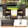 Patio rattan chairs set of 4 with high backrest, beige cushions, and heavy-duty metal frame for outdoor dining.