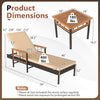 Dimensions of the beige patio rattan chaise lounge with side table, featuring adjustable backrest and solid wood.
