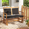 Patio Rattan Glider Bench for 2 with Acacia Wood Frame and Wicker Seat Back - Gallery View 1 of 11