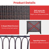 Patio rattan porch swing hammock chair with red seat cushion, featuring durable PE rattan and a stable metal frame for.
