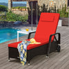Outdoor Recliner Cushioned Chaise Lounge with Adjustable Backrest-Red & White - Gallery View 1 of 11