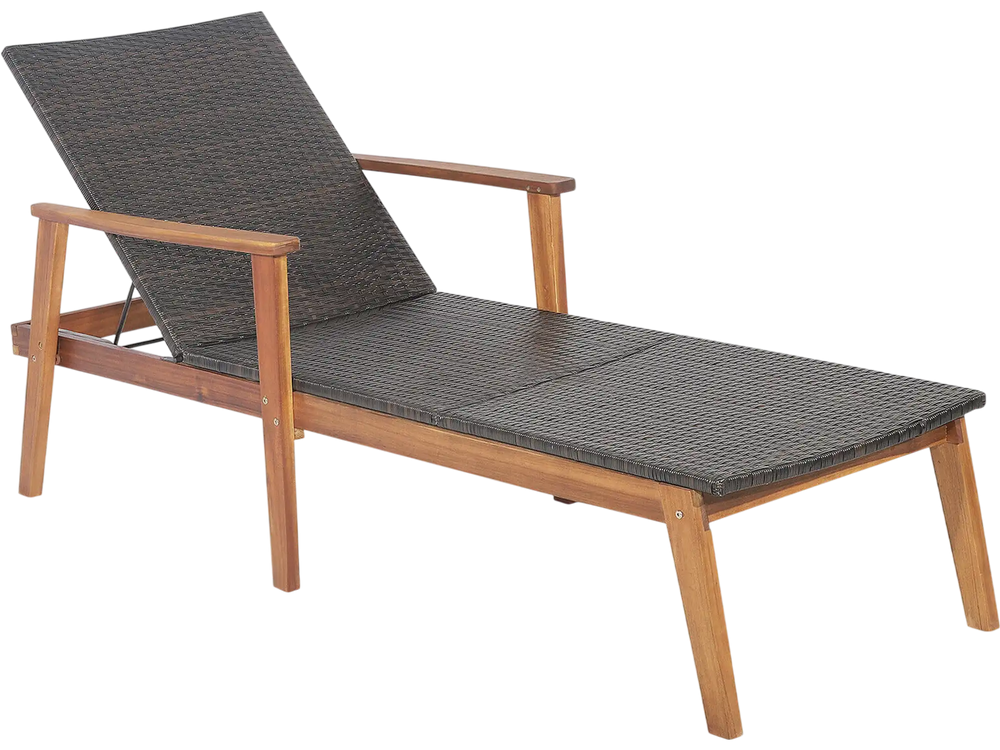 Patio Rattan Lounge Chair with 4-Position Adjustable Backrest