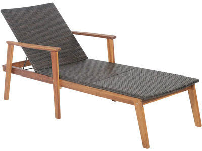 Costway Patio Rattan Chaise Lounge Chair 4-Position Adjustable Backrest 93147526 New