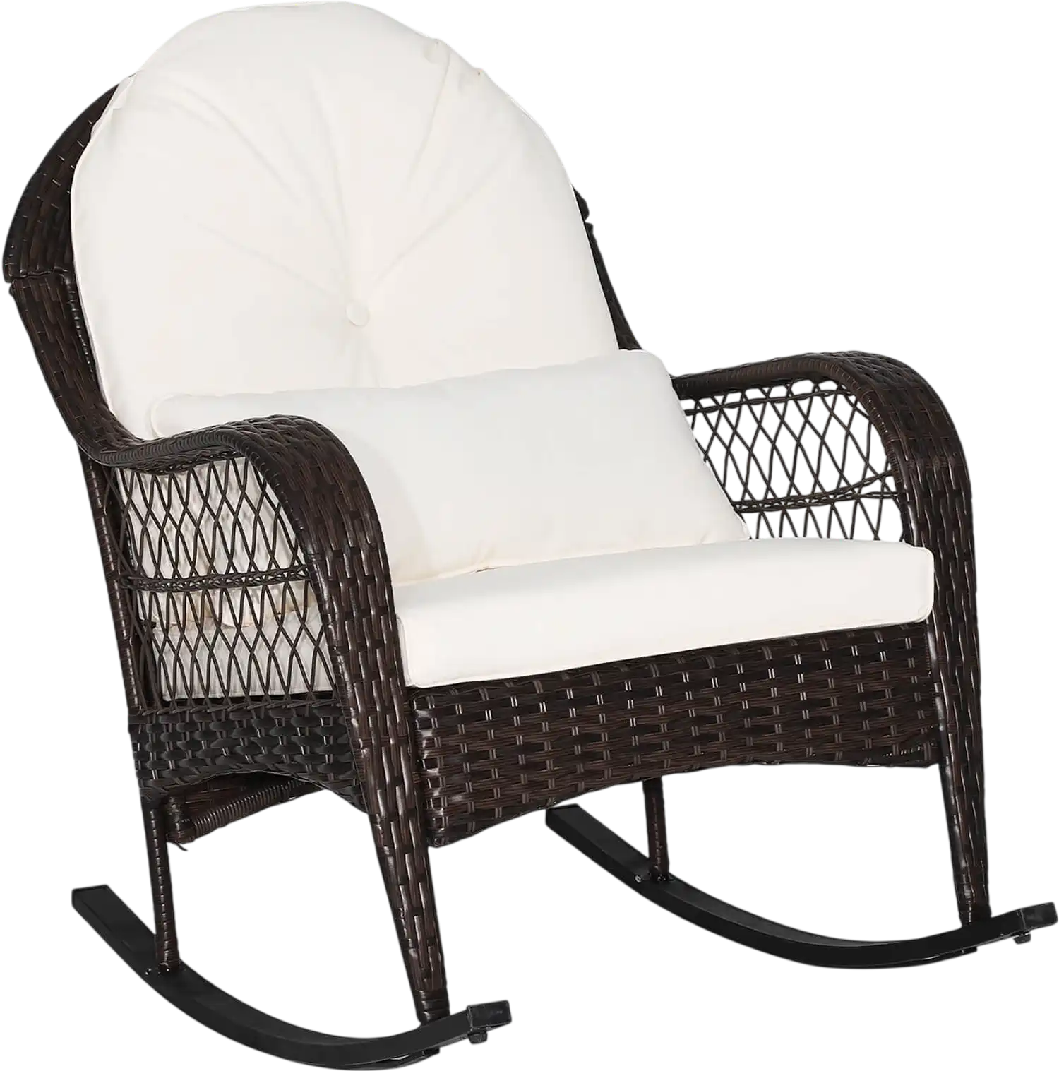 Costway Patio Rattan Rocking Chair Cushions Waist Pillow 43812769 New