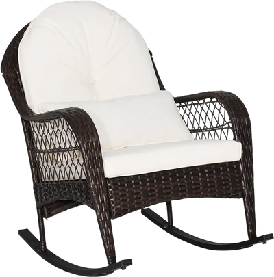Costway Patio Rattan Rocking Chair Cushions Waist Pillow 43812769 New
