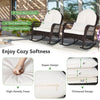 Patio rattan rocking chair with white cushions, featuring ergonomic design and durable PE rattan, ideal for outdoor.