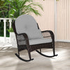 Patio Rattan Rocking Chair with Seat Back Cushions and Waist Pillow-Gray - Gallery View 1 of 10