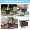 Stylish patio square wicker side table with umbrella hole, featuring a durable metal frame and lightweight design for.