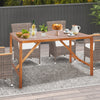 67-inch acacia wood dining table with umbrella hole, featuring a sturdy frame and elegant design, perfect for outdoor.