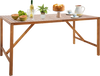 67 Inch Patio Rectangle Acacia Wood Dining Table with Umbrella Hole