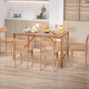 Acacia wood dining table with umbrella hole, 67" x 31.5", ideal for 6 people, showcasing a natural and elegant design.