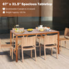 67" x 31.5" acacia wood dining table with umbrella hole, seating 6 people, ideal for outdoor gatherings.