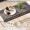 Patio rectangle ottoman in mix brown PE rattan with soft cushion, ideal for backyard or poolside use.