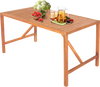 55 Inch Patio Rectangular Acacia Wood Dining Table with Umbrella Hole