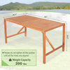 Rectangular 55-inch acacia wood dining table with umbrella hole, suitable for 4-6 people, ideal for outdoor use.