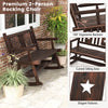 Patio rocking bench double rocker chair in rustic brown, featuring ergonomic seat and elegant patterns, ideal for.