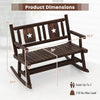 Patio rocking bench dimensions showing ergonomic double rocker chair in rustic brown, supports up to 710 lbs for.