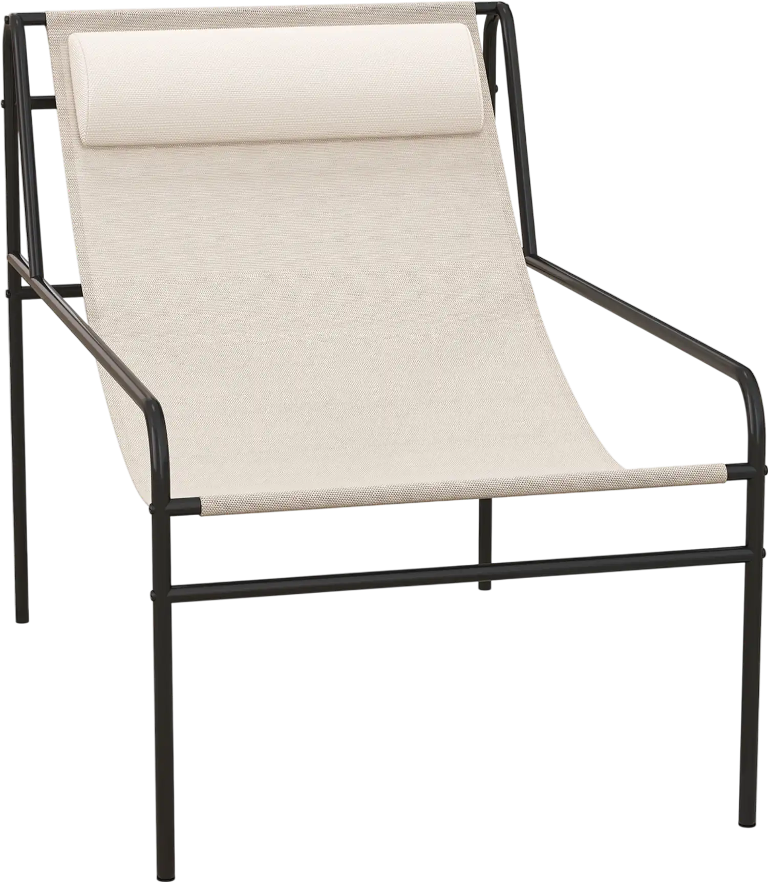 Costway Patio Sling Lounge Chair Metal Frame Removable Headrest Pillow 42719356 New
