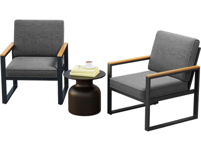 Costway Patio Aluminum Sofa Armchairs Set of 2 Balcony Grey 589642137 New