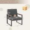 Patio aluminum armchair dimensions with grey cushions, supporting 400 lbs, ideal for balcony or outdoor use.