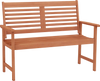 Patio Solid Wood Loveseat Outdoor 2-Seat Bench with Inclined Backrest and Slatted Seat