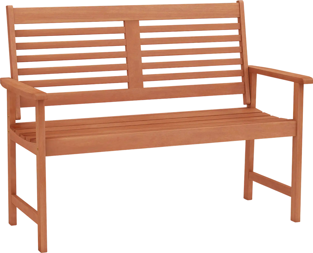 Patio Solid Wood Loveseat Outdoor 2-Seat Bench with Inclined Backrest and Slatted Seat