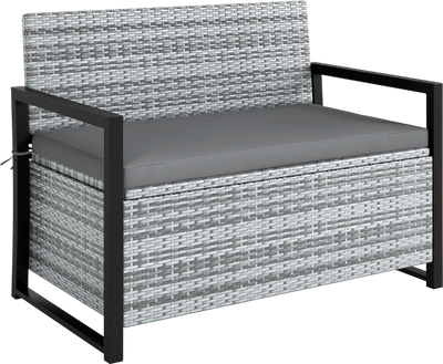 Costway Outdoor Wicker Patio Storage Bench Loveseat 724831659 New