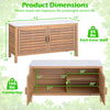 Patio storage cabinet with acacia wood, faux marble top, and adjustable shelves for outdoor organization and style.