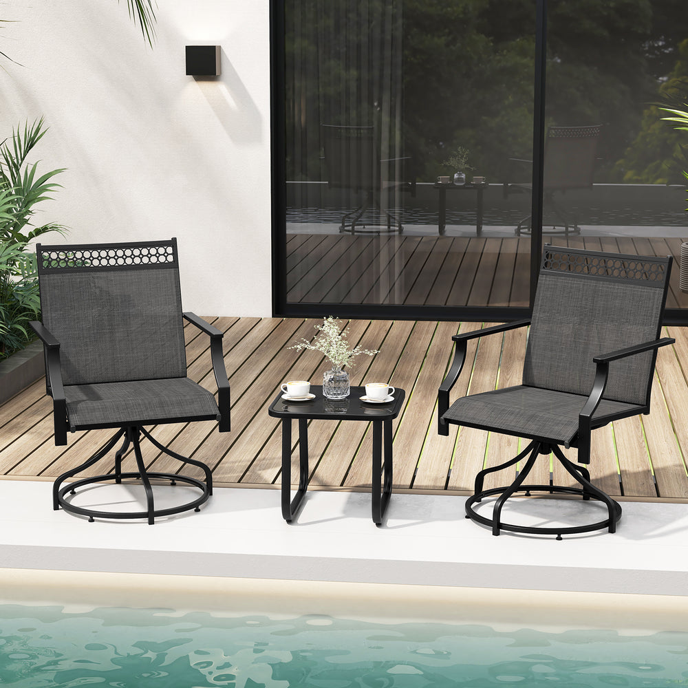 Patio Swivel Dining Chairs Set of 2 with Heavy-duty Metal Frame and Armrests-Gray - Gallery View 1 of 9