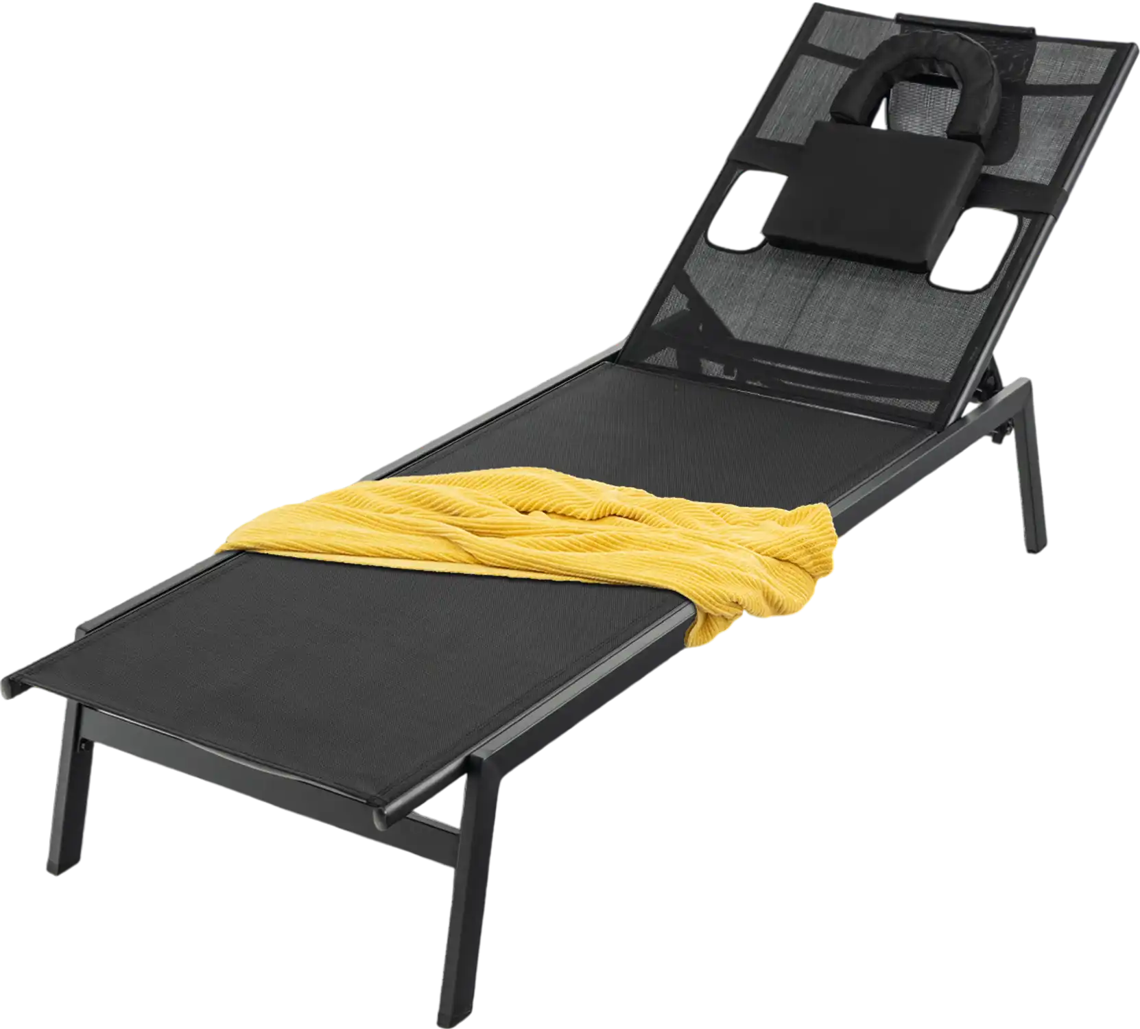 Costway Patio Chaise Lounge Chair 5-Position Adjustable Black 18479325 New