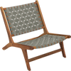 Patio Teak Wood Chair Outdoor Mid-Century Accent Chair with Nylon Webbing Seat