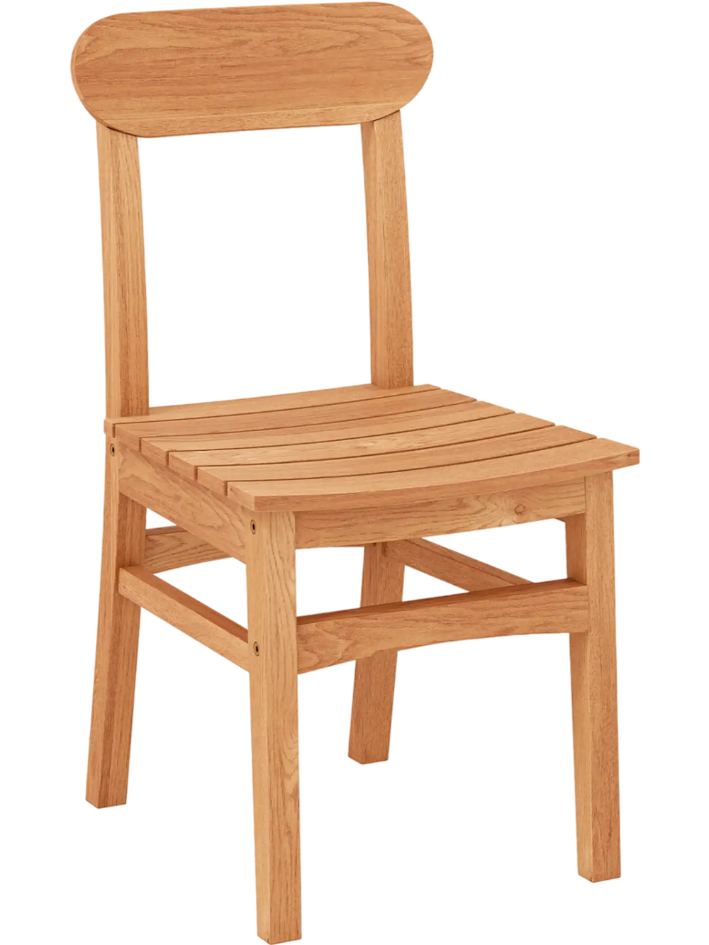 Patio Teak Wood Chair Armless Dining Chair with Slatted Seat