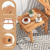 Teak wood side table with slatted tabletop, smooth corners, and anti-slip foot pads, perfect for outdoor spaces.