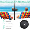 Adjustable black patio umbrella table tray with storage, made of durable ABS, ideal for outdoor snacks and drinks.