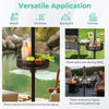 Patio umbrella table tray in black, adjustable for various pole sizes, perfect for holding snacks and drinks outdoors.