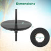 Adjustable black patio umbrella table tray with dimensions 23" diameter and 8" height, designed for stability and.