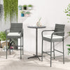 Set of 2 patio wicker barstools with armrests and soft cushions, featuring gray PE rattan, ideal for backyard or.