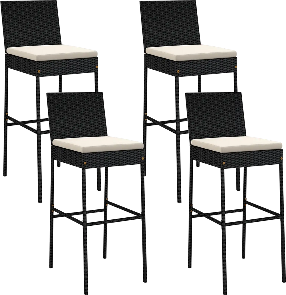 Patio Wicker Barstools with Footrest and Backrest Set of 4